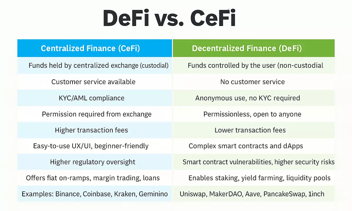 DeFi vs. CeFi: Key Differences
